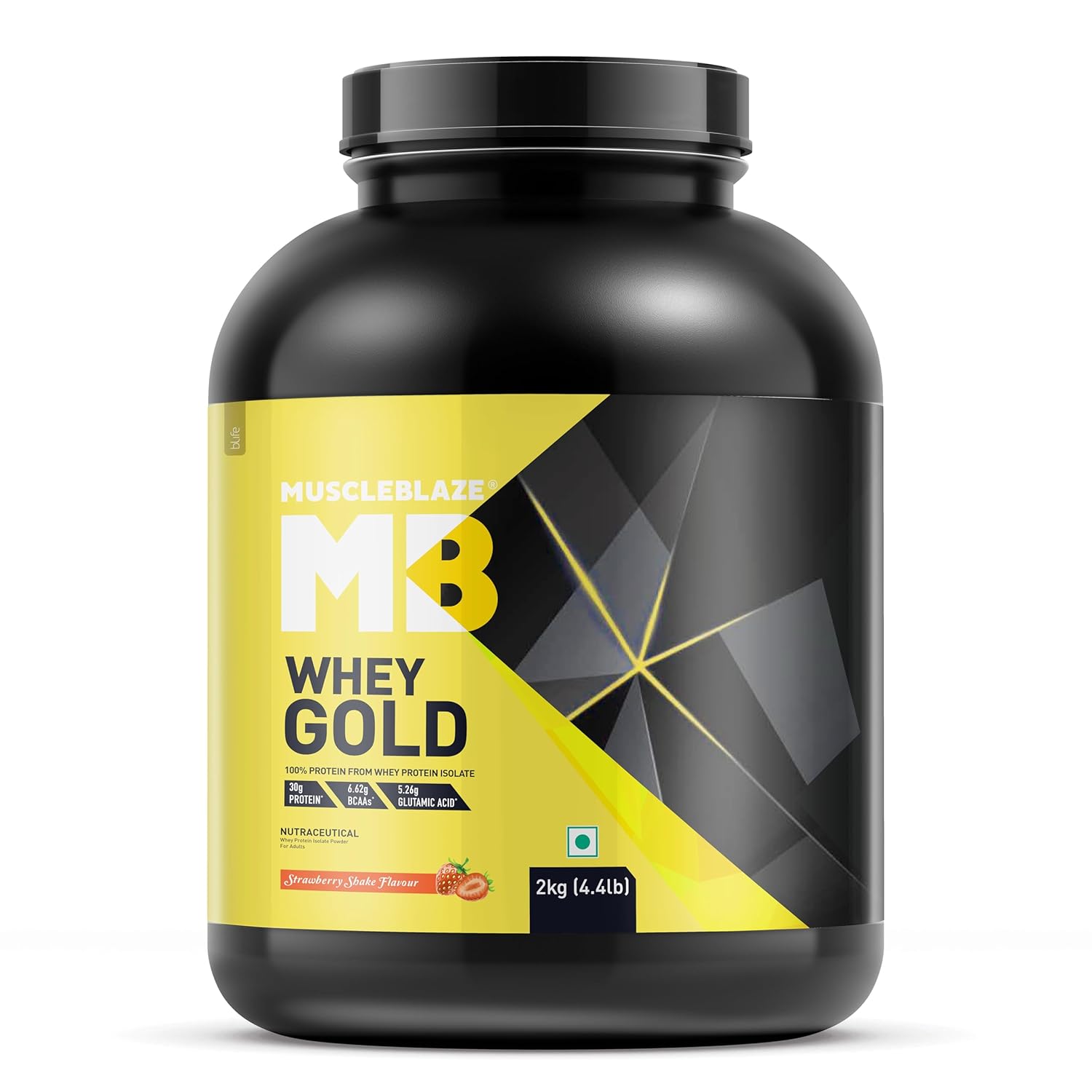 MuscleBlaze Whey Gold, 100% Whey Protein Isolate, Labdoor USA Certified, 30g Whey Protein Per Scoop