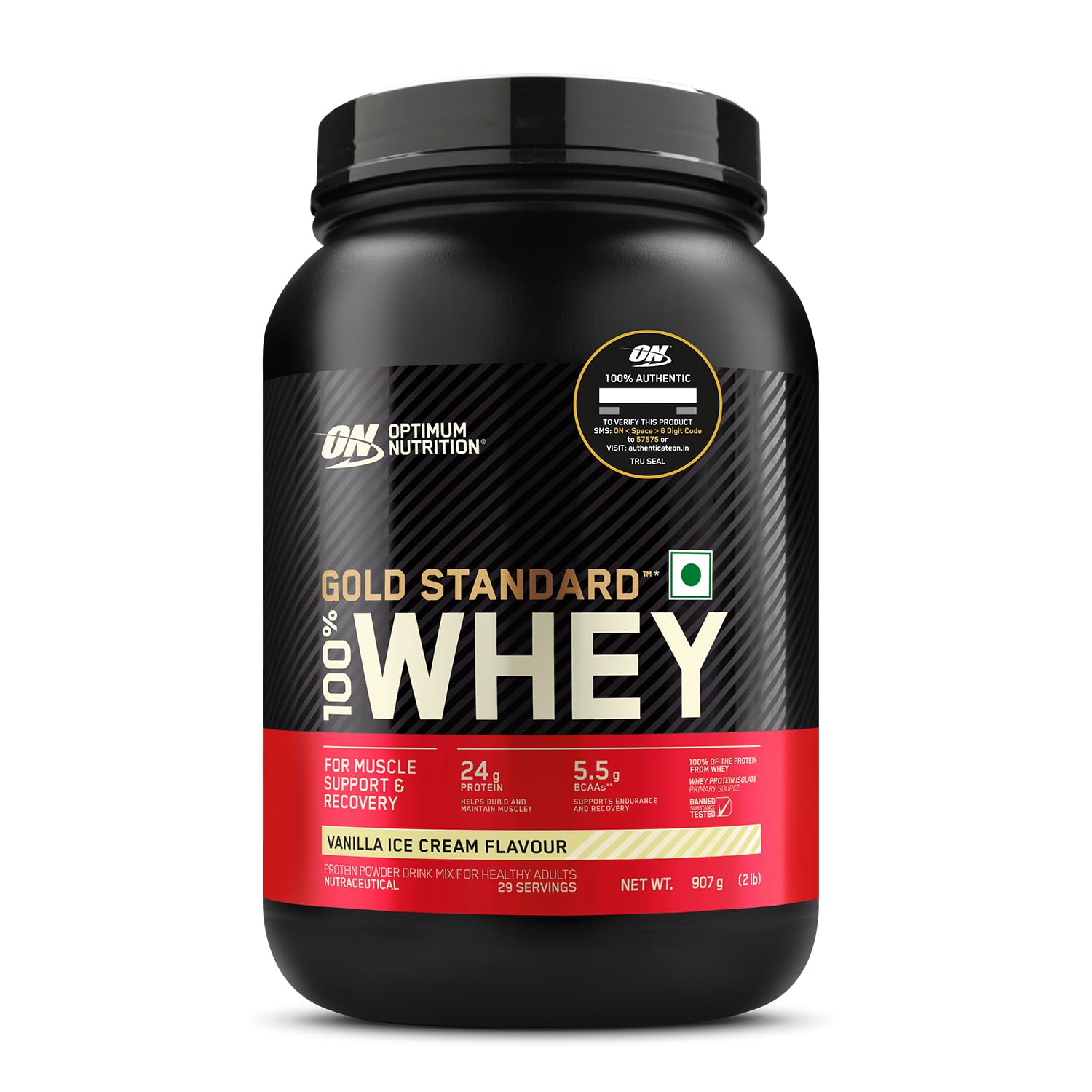 Optimum Nutrition (ON) Gold Standard 100% Whey Protein Powder  for Muscle Support & Recovery, Vegetarian - Primary Source Whey Isolate