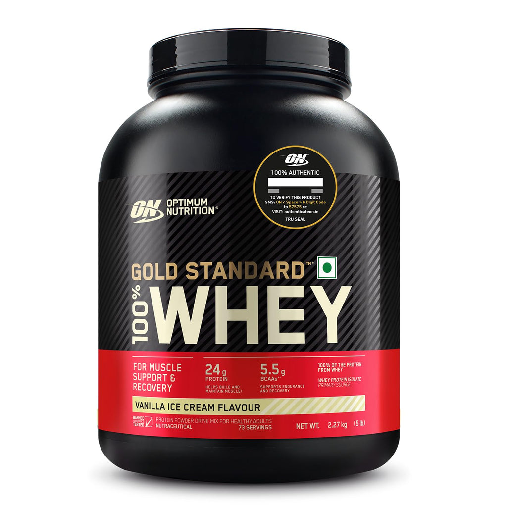 Optimum Nutrition (ON) Gold Standard 100% Whey Protein Powder  for Muscle Support & Recovery, Vegetarian - Primary Source Whey Isolate