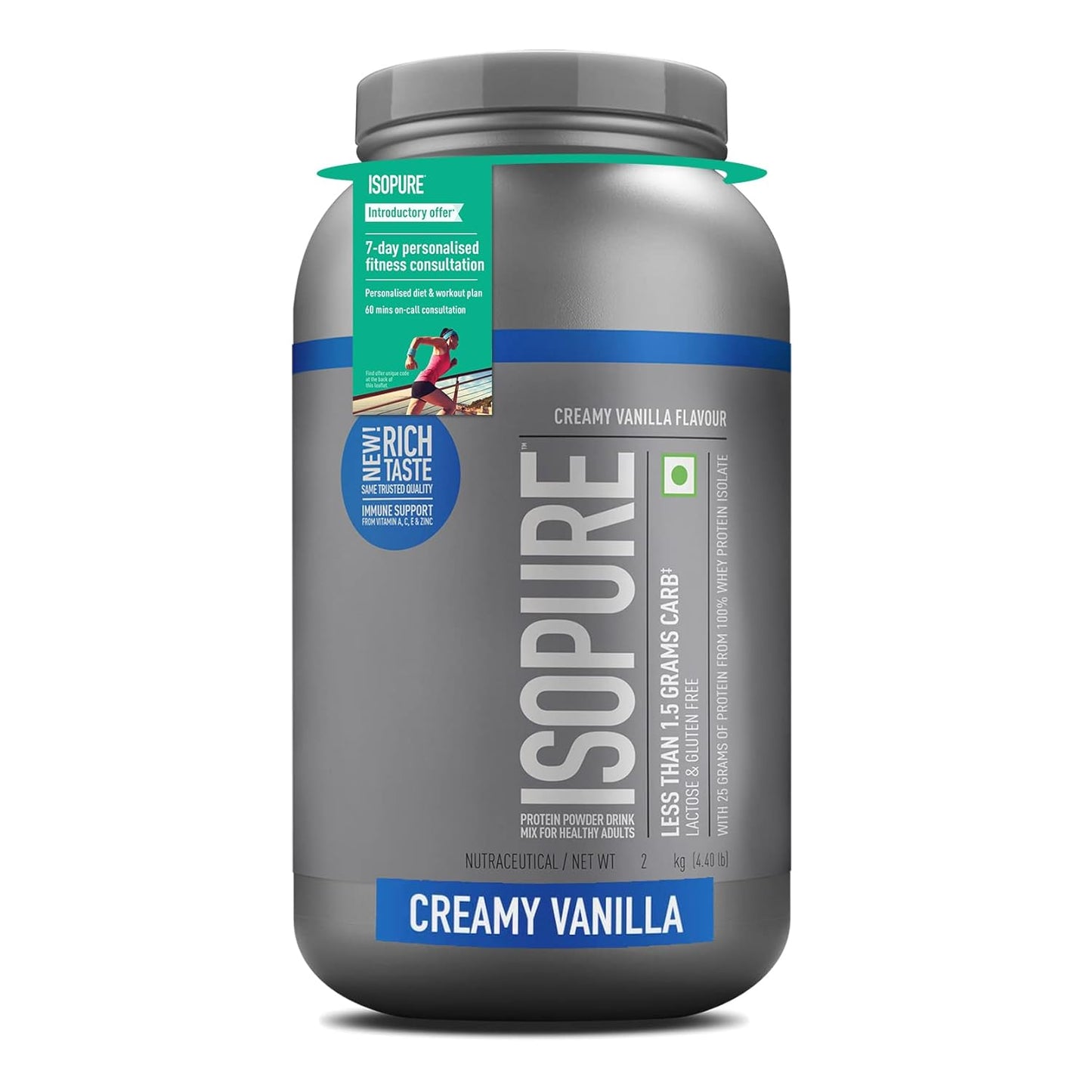 Isopure Whey Protein Isolate Powder 4.40 lbs, 2 kg , Lactose-Free, Gluten-Free